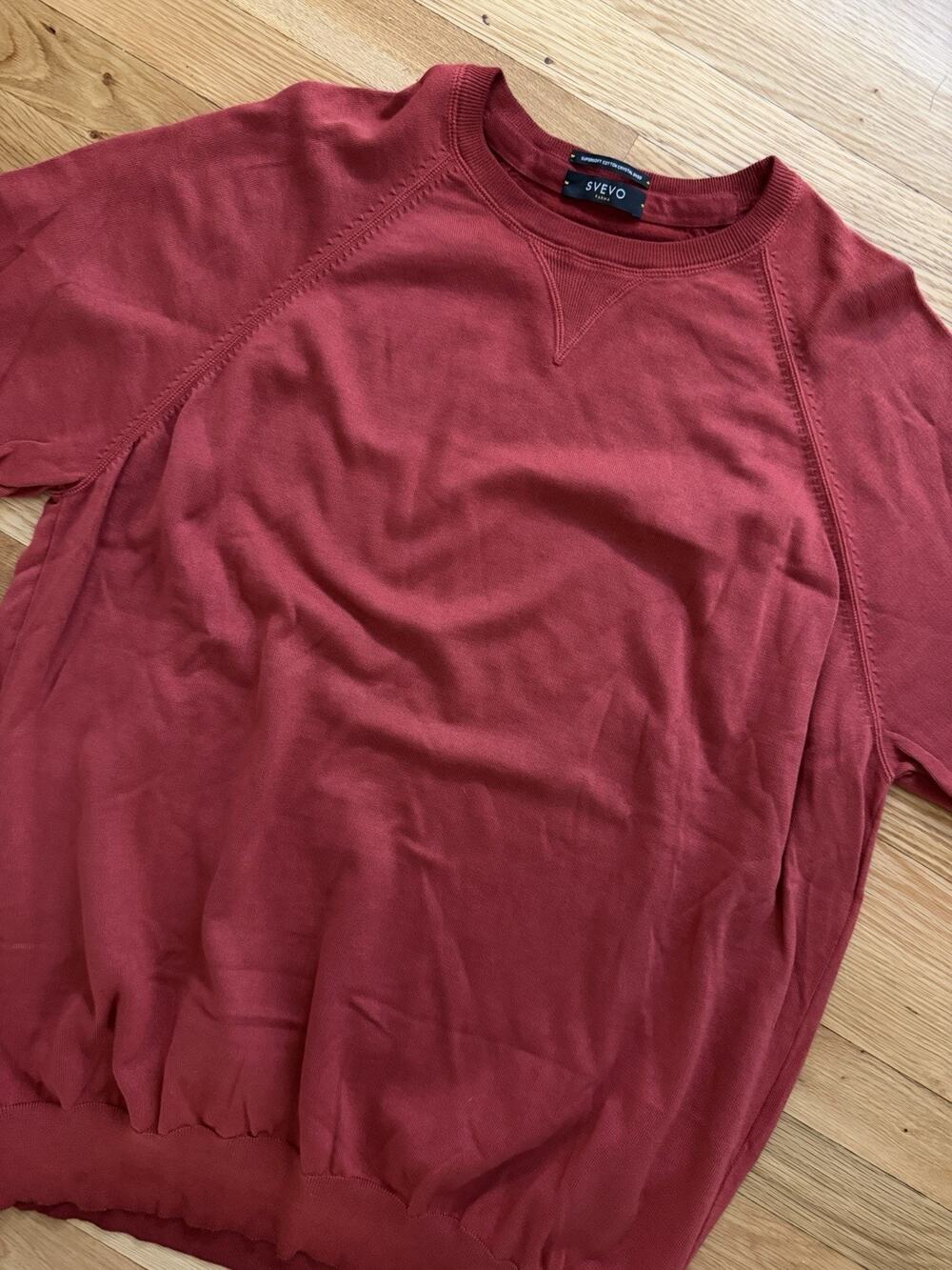 Svevo Parma Burgundy Red Crewneck Sweater Made In Italy Cotton Crystal Dyed 3XL